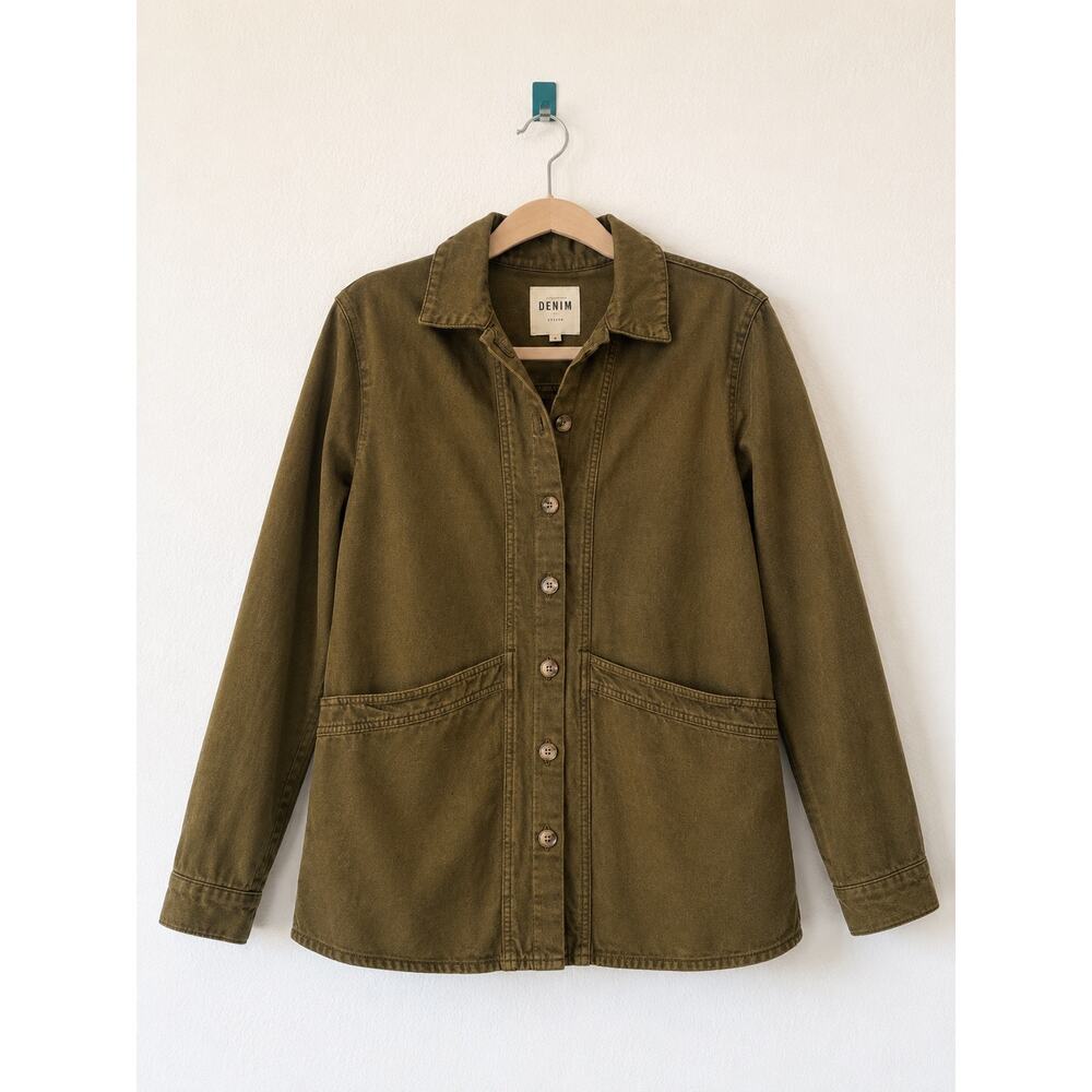 Sezane Denim Will Jacket In Khaki Green Small - Picture 5 of 9